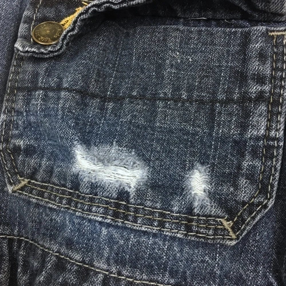 OSHKOSH Overalls Genuine Kids Long Pants Dark Wash Distressed Denim Size 4T